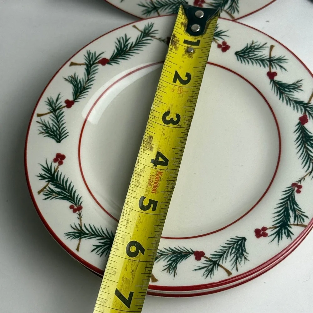 Farberware Holiday Snowman 4380 Salad‎ Plates Set of 4 Pine Berry 6.5 Inch